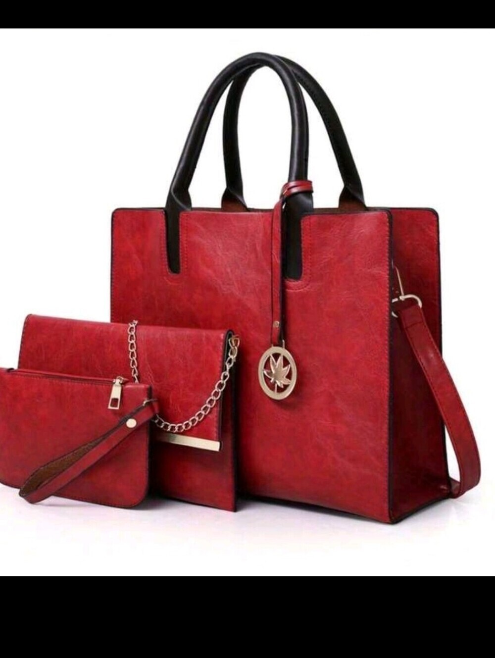 Red Women's Tote and Clutch Set - Stylish Everyday Handbag